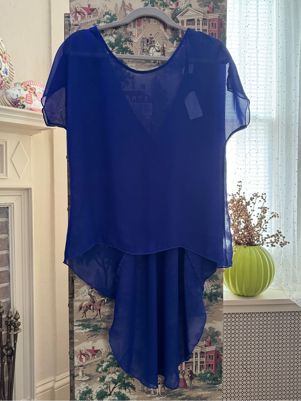 DEB Blue sheer hi- low tunic top